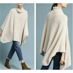 New Anthropologie Sleeping On Snow Gold Metallic Poncho Cream